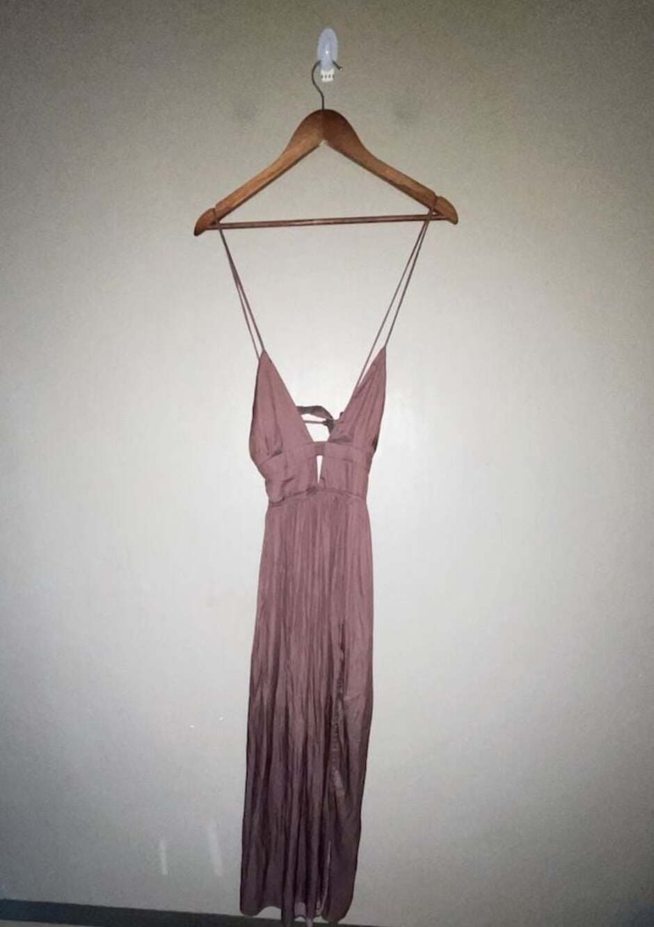 Mod On Trend Brown Pleated Halter Maxi Dress Size S
